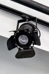 a black spot light with a black cover
